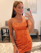 Scoop Neck Sequins Homecoming Dress
