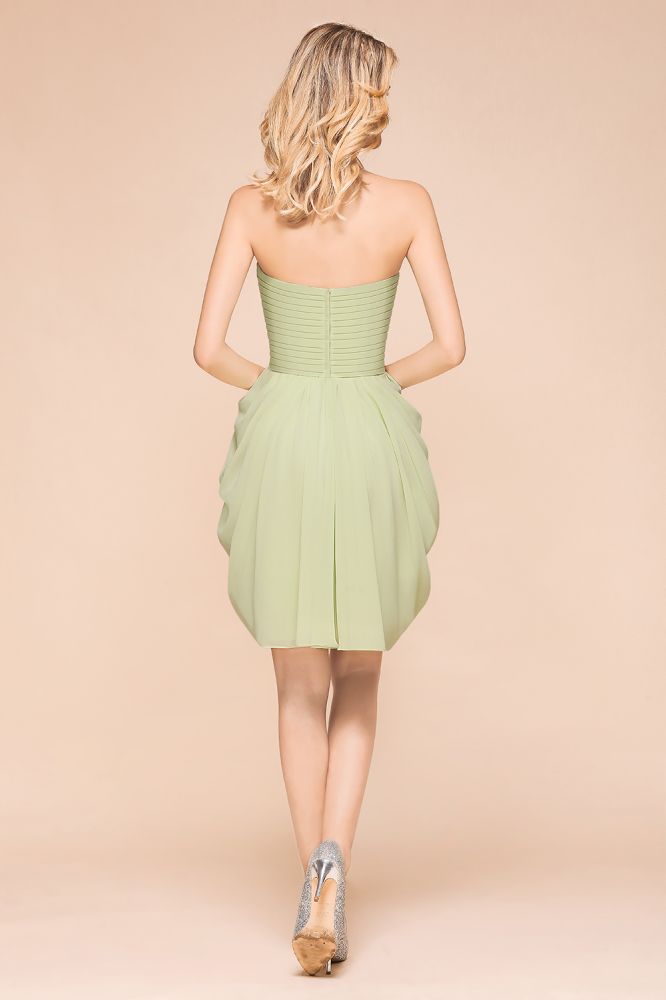 Lindo vestido mini de gasa con volantes, sin mangas y ajustado para dama de honor, vestido de invitada de boda