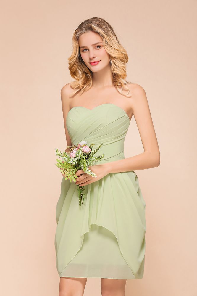 Lindo vestido mini de gasa con volantes, sin mangas y ajustado para dama de honor, vestido de invitada de boda