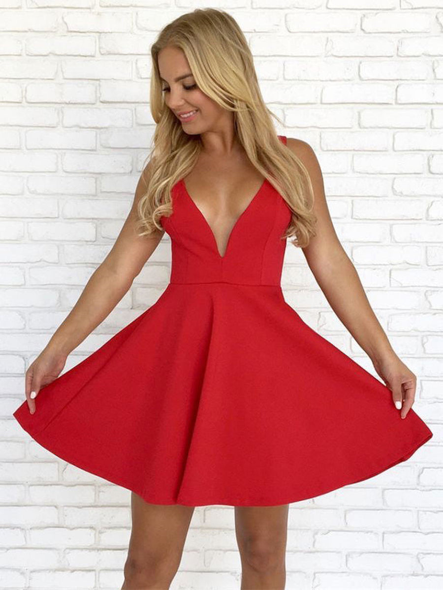 Lindos vestidos de fiesta cortos con escote en V, sin mangas y espalda descubierta