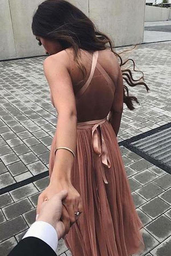 Vestido corto de tul con escote en V, ideal para fiestas de graduación, PG195