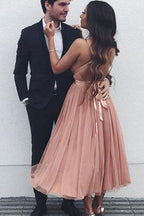 Vestido corto de tul con escote en V, ideal para fiestas de graduación, PG195