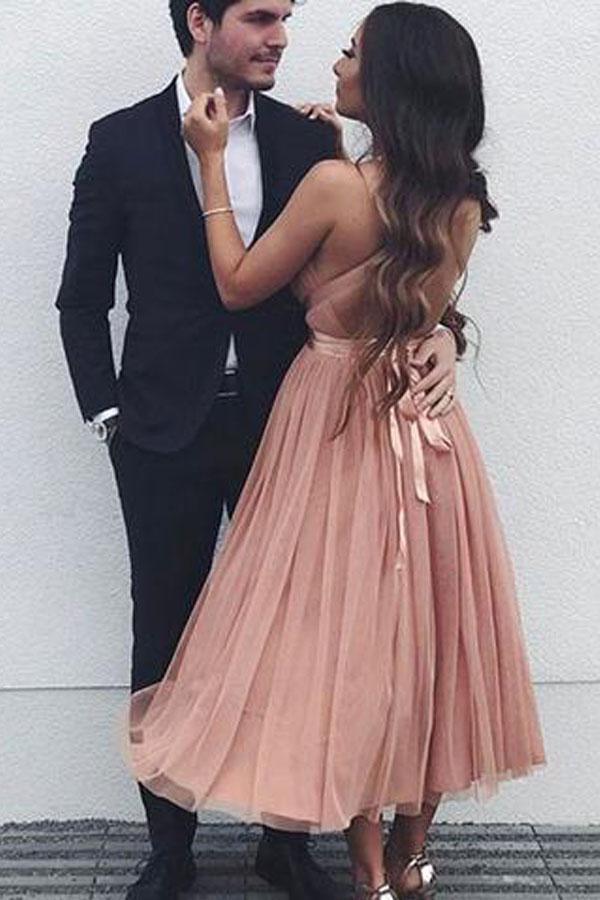 Vestido corto de tul con escote en V, ideal para fiestas de graduación, PG195
