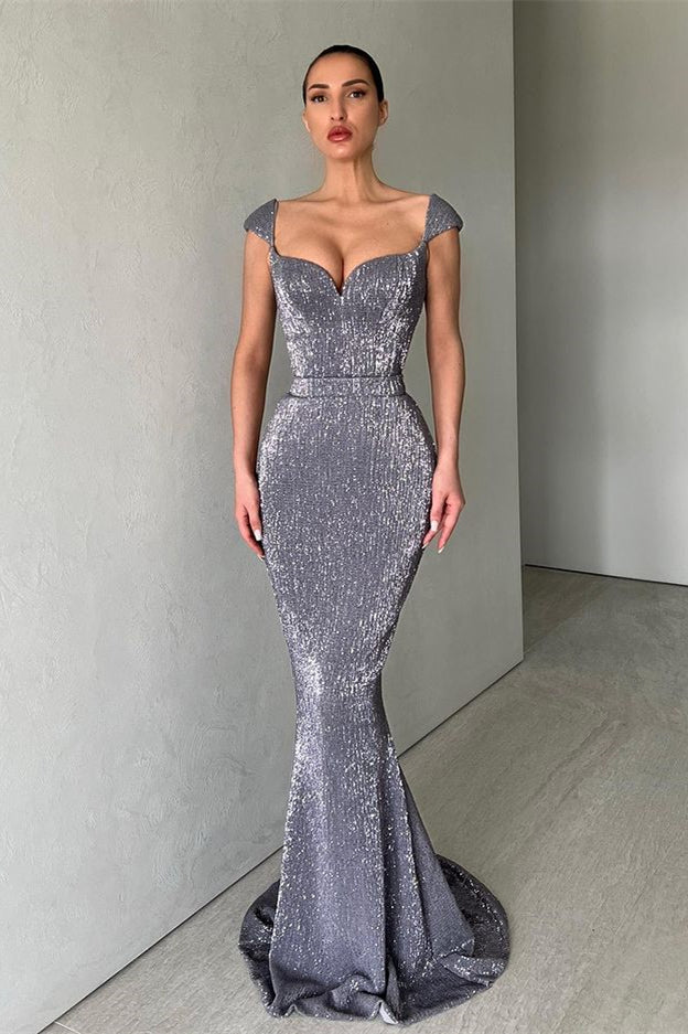 Meerjungfrau-Kleid mit schulterfreiem Ausschnitt und langem Ballkleid mit Pailletten