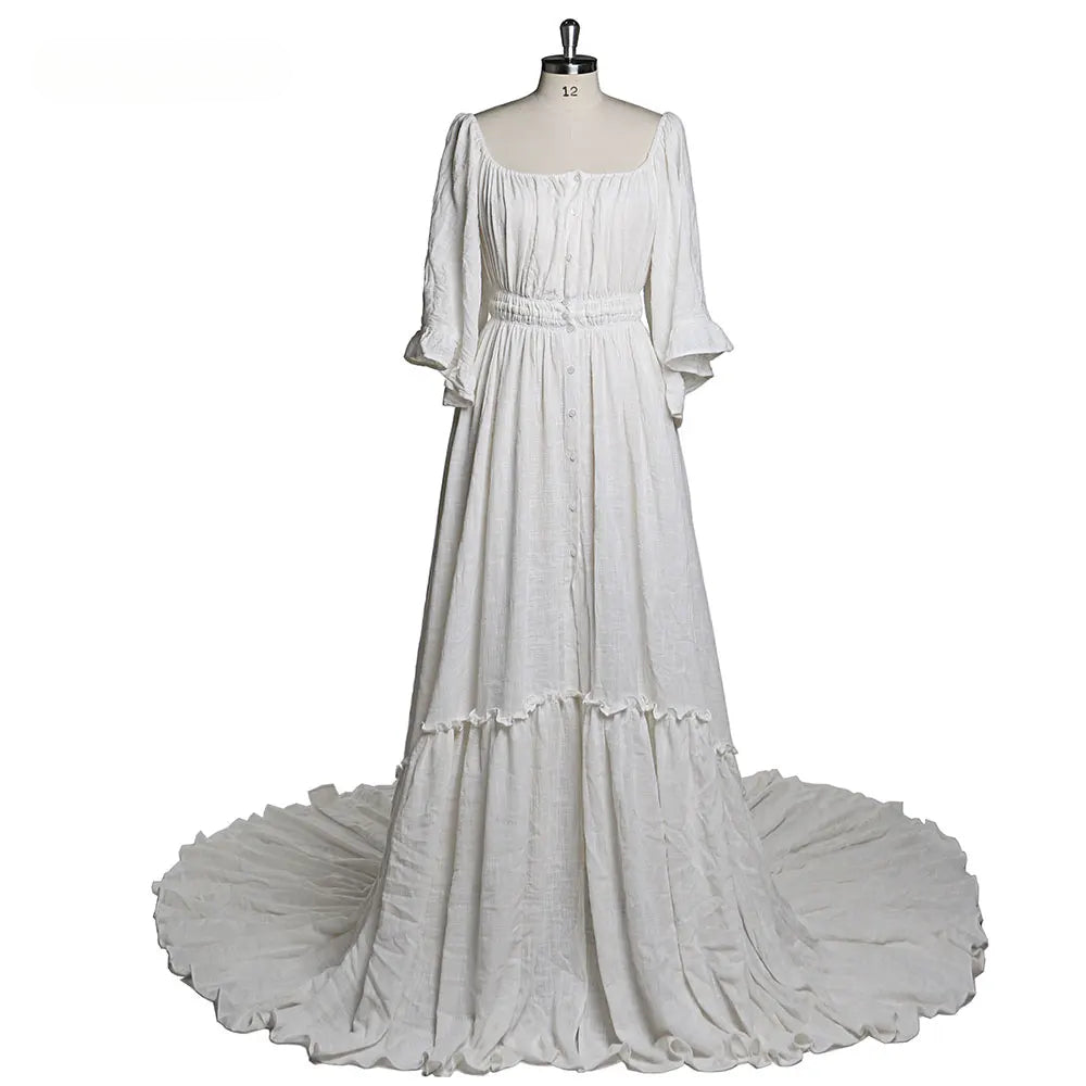 Big Flar Sleeves Maternity Dresses for Photo Shoot Stretch Waist  Photography Dresses Baby Shower Dress YEWEN SY21829