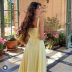 Precioso vestido de fiesta largo amarillo de satén de corte A, vestido de noche Y7578