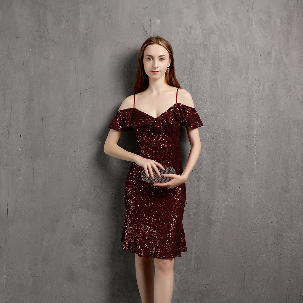 V Neck Little Evening Dress – Elegant Short Socialite Nightclub Women's Party Dress