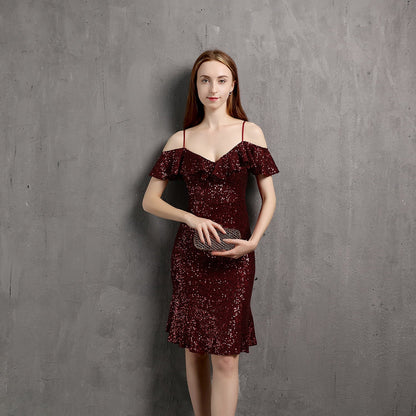 V Neck Little Evening Dress – Elegant Short Socialite Nightclub Women's Party Dress