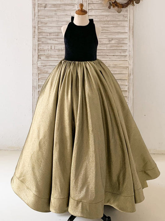 Vestido de gala/princesa de terciopelo jacquard, negro, con cola larga (2003227667)