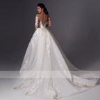 Loverxu Mermaid Vintage Wedding Dresses 2023 Sweetheart Long Sleeve Vestido De Novia Appliques Detachable Train Robe De Mariee-payinti