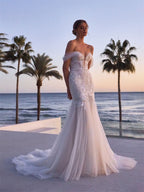 Beach Sweetheart Neck Off The Shoulder Wedding Dress Romantic Lace Appliques Bridal Gown Pastrol Vestidos De Novia-payinti