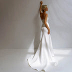 Shinning Sheath Pearl Wedding Dresses Spaghetti Strap Satiin Beads V-Neck For Women Robe De Mariée Formal Brides Gown-payinti