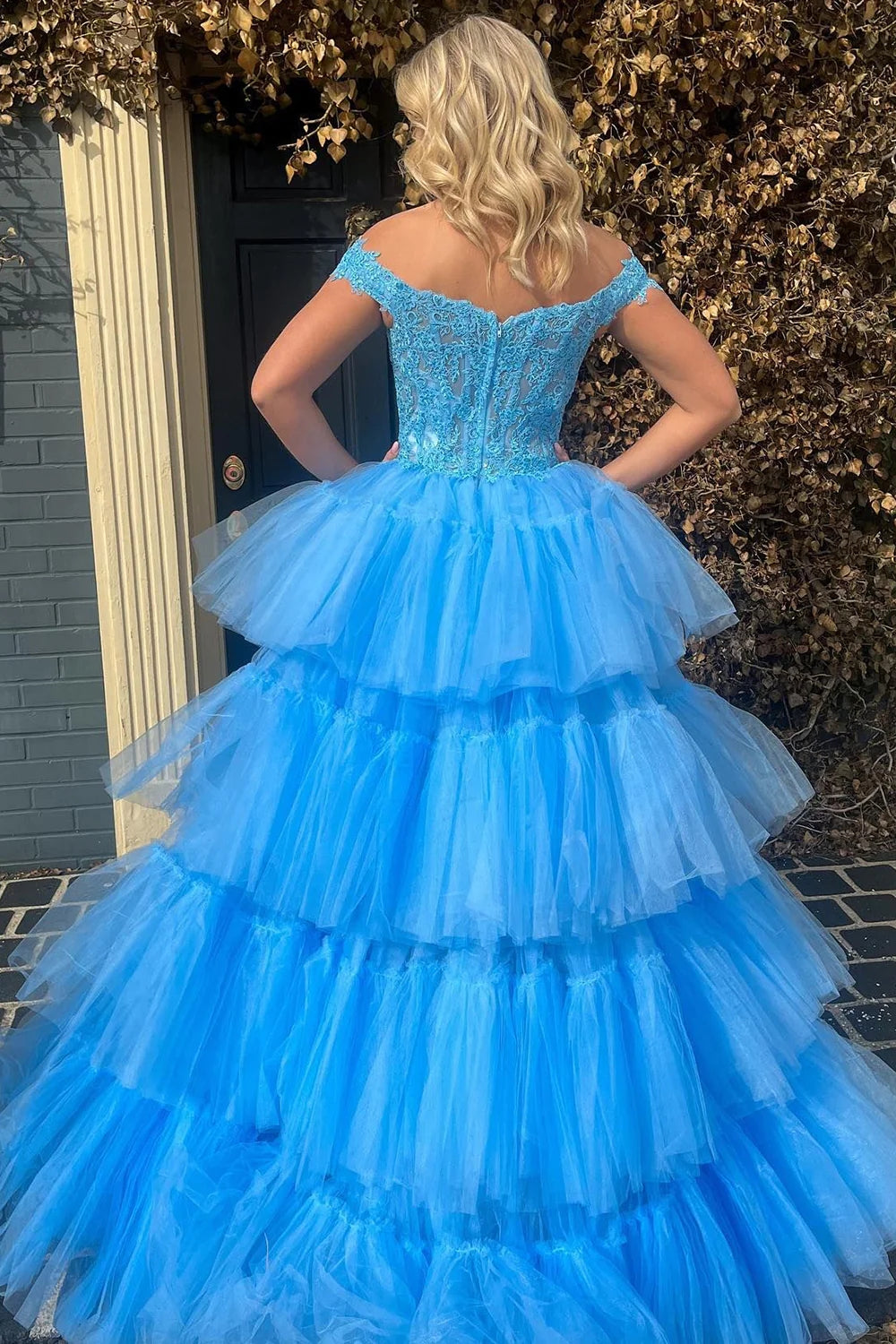 Bette | Blaues High Low Homecoming-Ballkleid mit Spitze