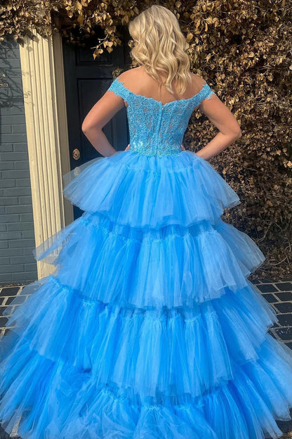 Bette | Blaues High Low Homecoming-Ballkleid mit Spitze