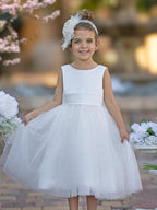 Duchesse-Linie/Princess-Linie Satin Tüll Knielang Blumenmädchenkleid 