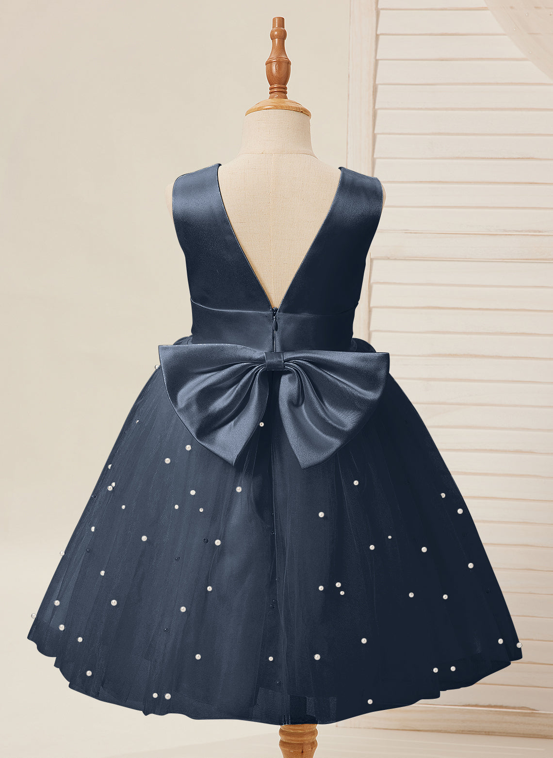 Duchesse-Linie/Princess-Linie Satin Tüll Knielang Blumenmädchenkleid 