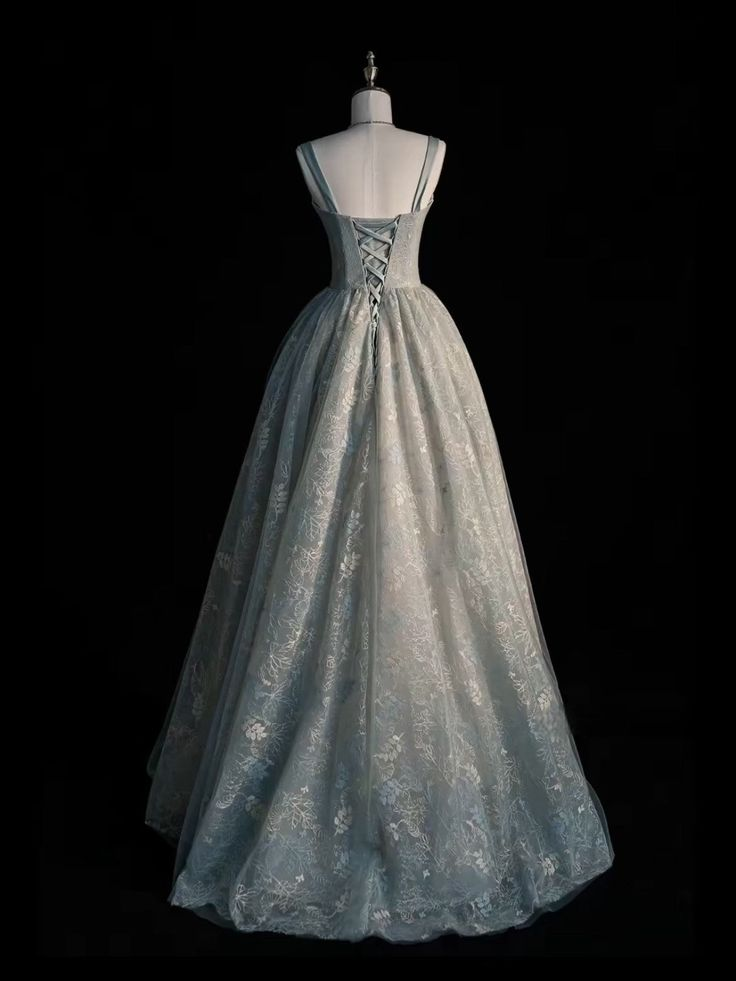 Charmantes Salbeigrünes langes Tüll-Spitzen-Ballkleid A-Linie Party-Abendkleid Y7544