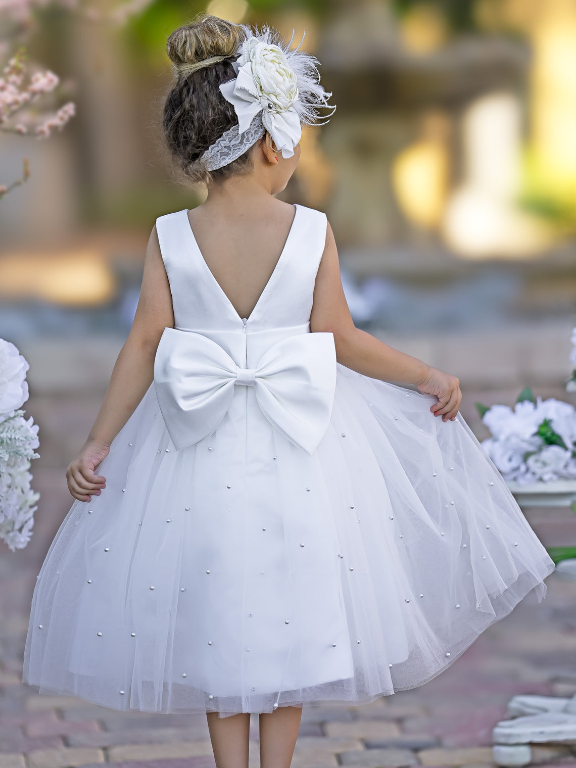 Duchesse-Linie/Princess-Linie Satin Tüll Knielang Blumenmädchenkleid 