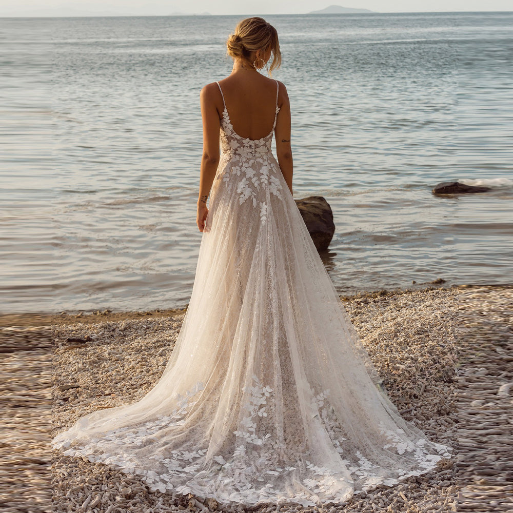 VIKTORIA Trendy Wedding Dress For Bride Sweetheart Spaghetti Straps Buttons Robe De Mariée Women Personalized Customization-payinti