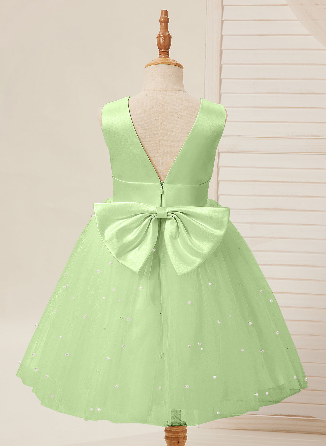 Duchesse-Linie/Princess-Linie Satin Tüll Knielang Blumenmädchenkleid 
