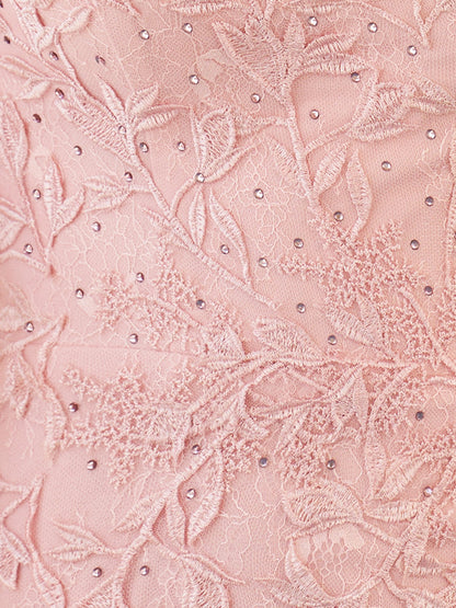 Damaris | Pink Tight Short Lace Homecoming Dress with Appliques