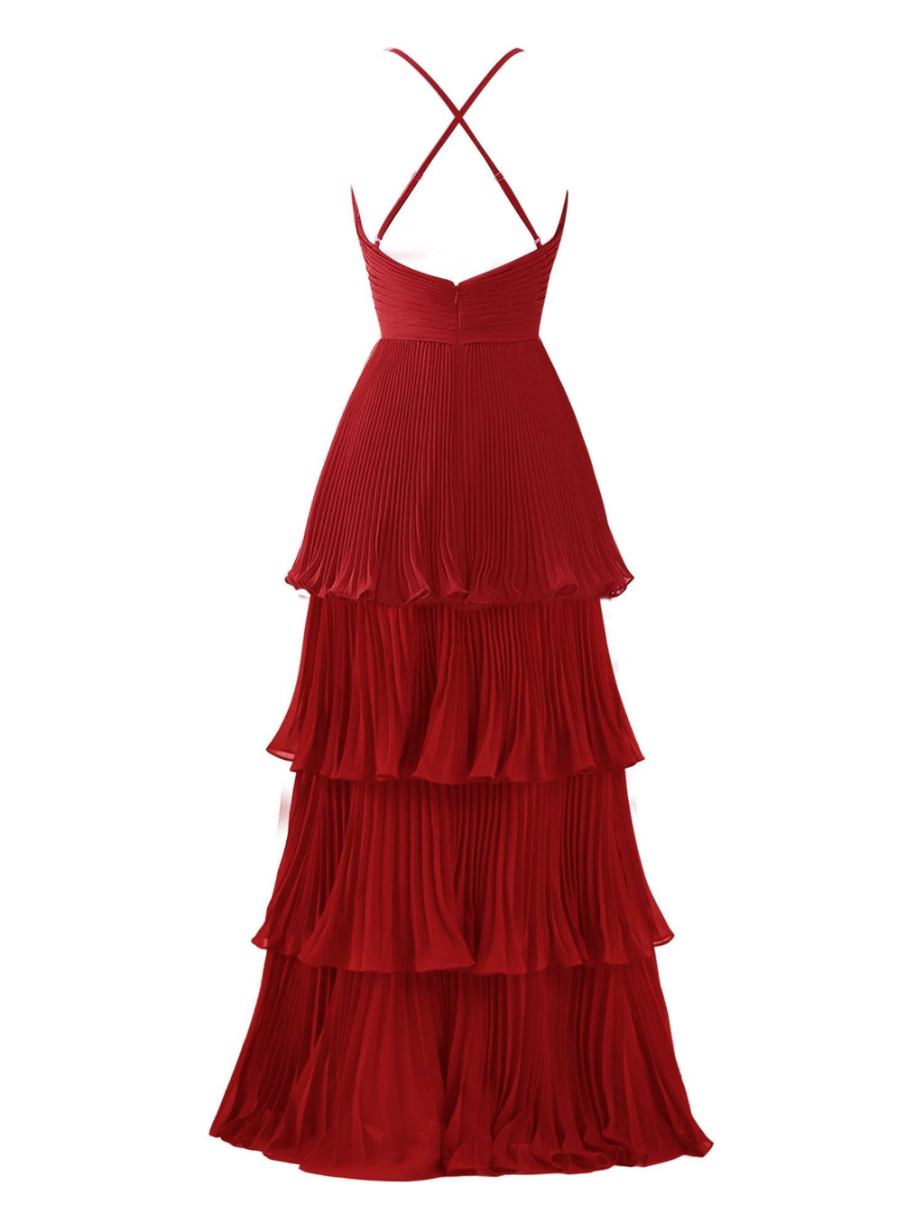 Dunkelgrünes A-Linien-Brautjungfernkleid aus Chiffon mit Stufen und bodenlanger Länge