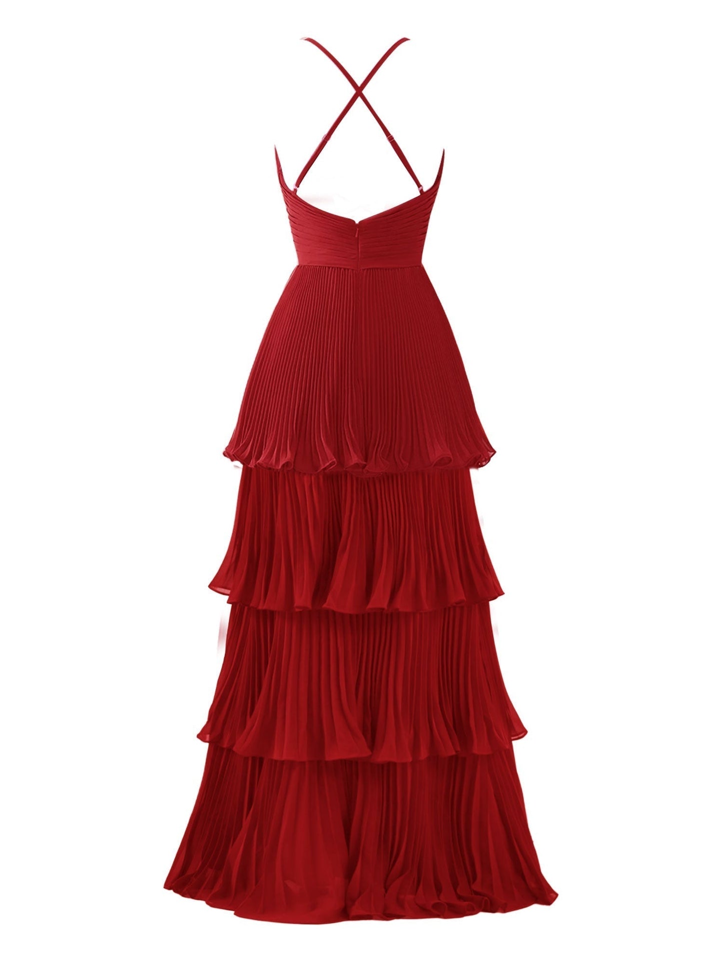 Dunkelgrünes A-Linien-Brautjungfernkleid aus Chiffon mit Stufen und bodenlanger Länge