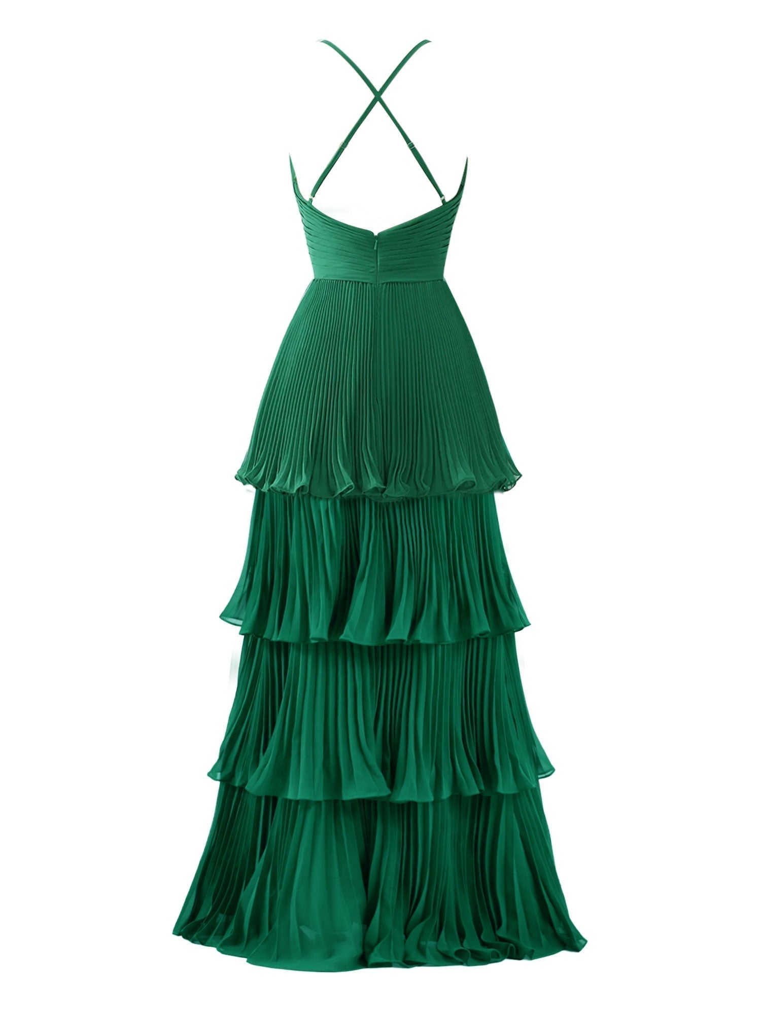 A-Line Tiered Floor Length Chiffon Bridesmaid Dress