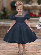 Duchesse-Linie/Princess-Linie Satin Knielang Blumenmädchenkleid 
