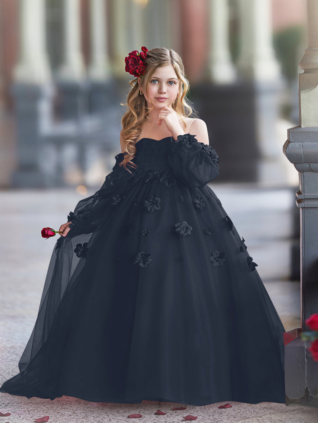 Vestidos de niña de las flores con vestido de princesa y flores en 3D