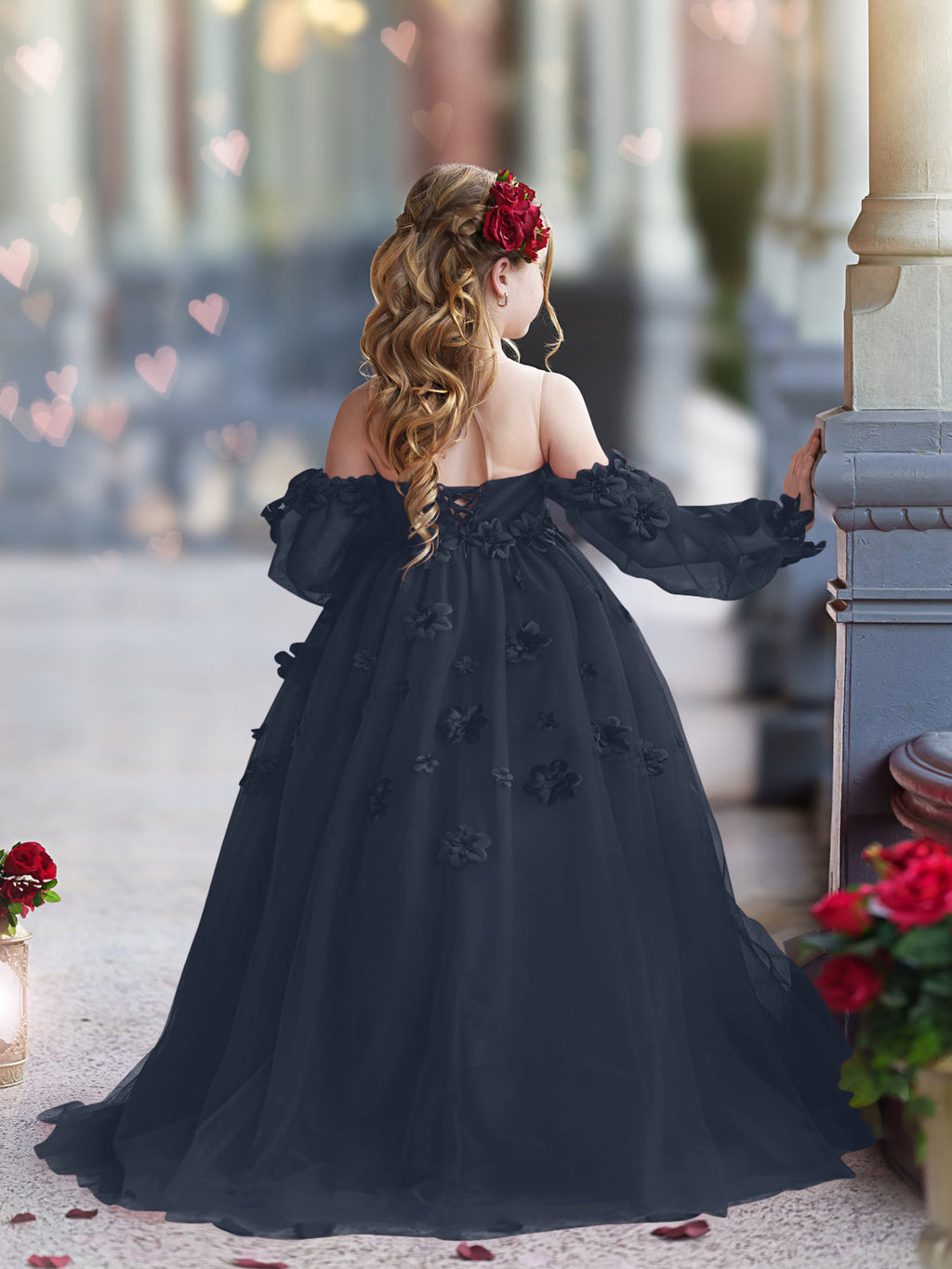 Vestidos de niña de las flores con vestido de princesa y flores en 3D
