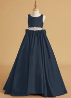 Duchesse-Linie/Princess-Linie Satin Sweep/Pinsel zug Blumenmädchenkleid 
