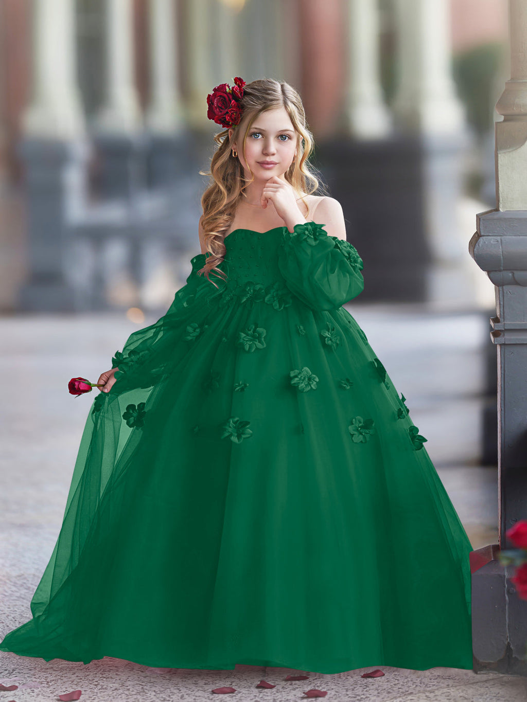 Vestidos de niña de las flores con vestido de princesa y flores en 3D