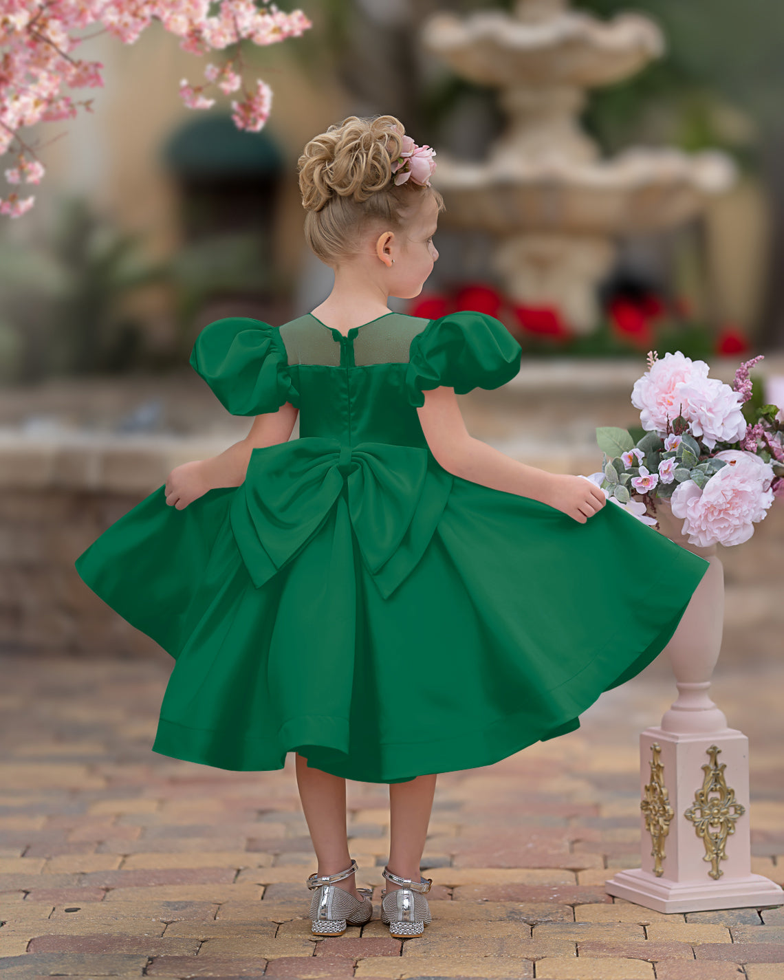Duchesse-Linie/Princess-Linie Satin Knielang Blumenmädchenkleid 