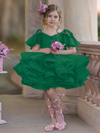 Vestido de fiesta/princesa de tul hasta la rodilla para niña de las flores de cumpleaños