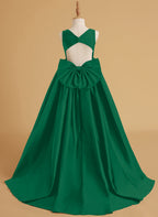 Duchesse-Linie/Princess-Linie Satin Sweep/Pinsel zug Blumenmädchenkleid 