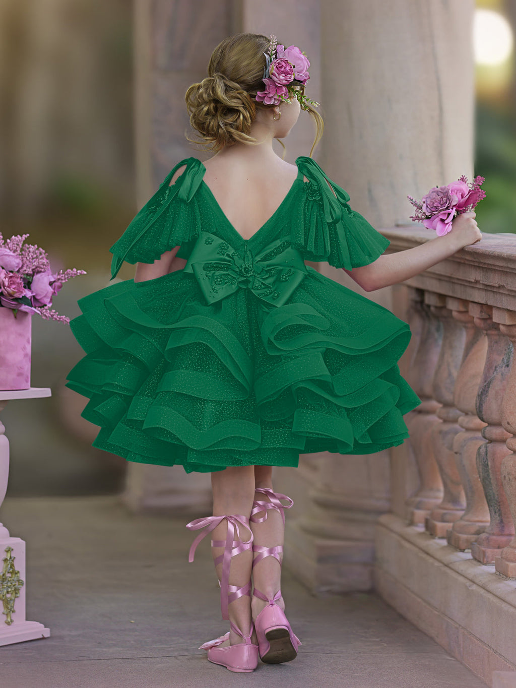 Vestido de fiesta/princesa de tul hasta la rodilla para niña de las flores de cumpleaños