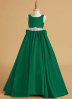 Duchesse-Linie/Princess-Linie Satin Sweep/Pinsel zug Blumenmädchenkleid 