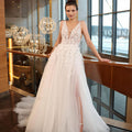 Appliques Wedding Dresses For Women Sexy Backless V-neck Bridal Gown Spaghetti Strap Elegant Bohemian Princess Dress-payinti