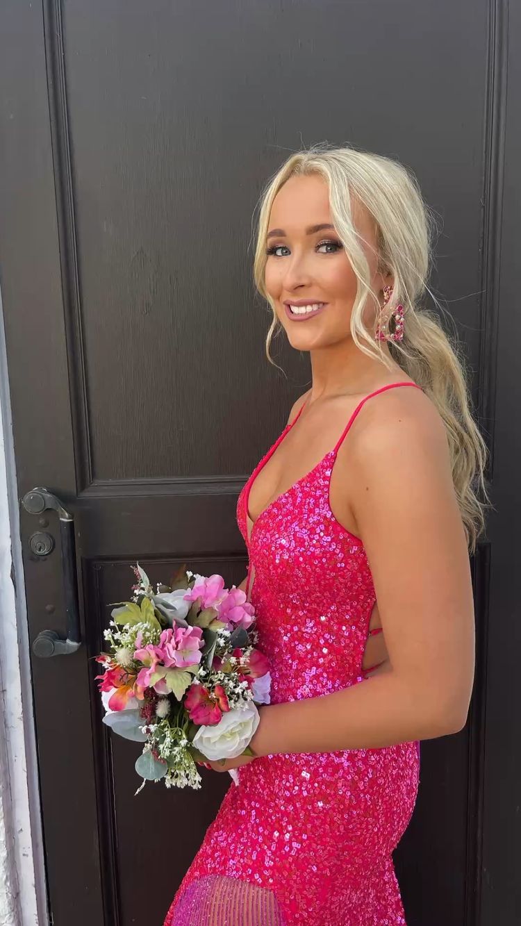 Vestido de fiesta largo con tirantes finos y espalda con cordones y lentejuelas, vestido de noche Y35