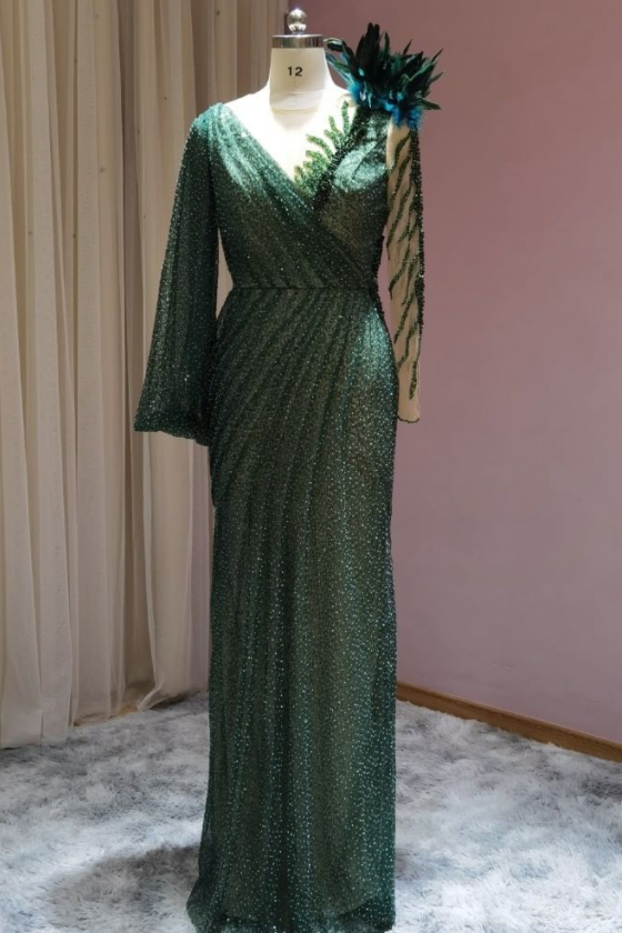 Vestidos de noche de diseñador largos con mangas.