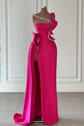 Vestido de fiesta largo sin mangas con abertura frontal y volantes de diseñador con purpurina