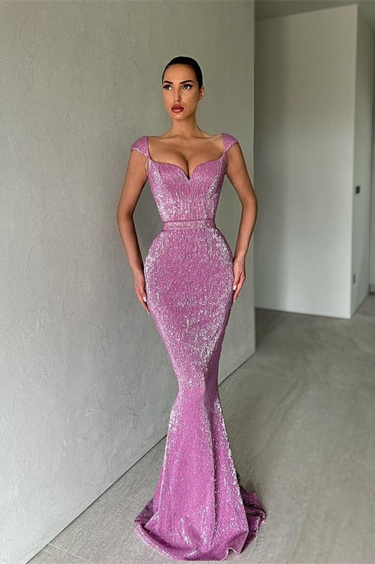 Vestido de fiesta de sirena sin mangas con lentejuelas de diseñador