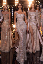 Vestido de fiesta de sirena sin mangas con lentejuelas y cuentas de diseñador