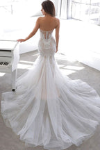 Vestido de novia de encaje estilo sirena con escote corazón de diseñador para verano