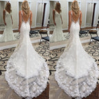 Vestido de novia de diseño sirena | Vestidos de novia de encaje con espalda descubierta