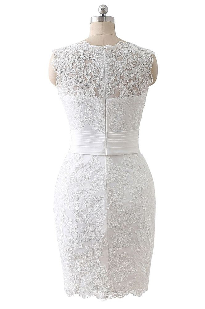 Vestidos de novia de encaje con escote redondo y falda desmontable