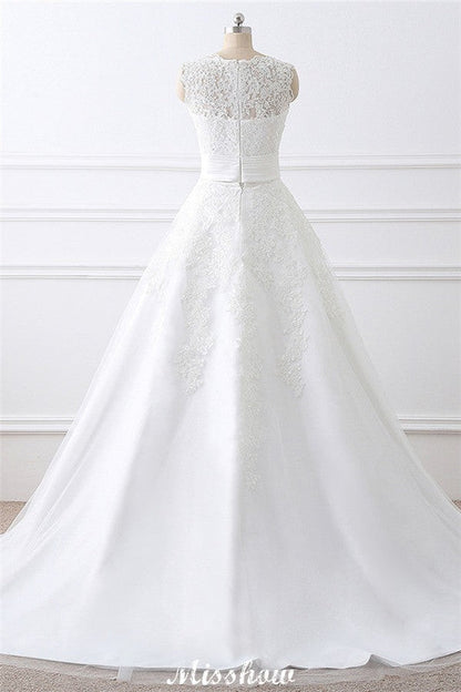 Detachable Skirt Sheath Scoop Lace Wedding Dresses