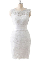 Vestidos de novia de encaje con escote redondo y falda desmontable