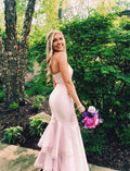 Elegantes rosa trägerloses Meerjungfrau-Abschlussballkleid, charmantes Abendkleid Y1469